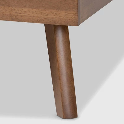 Alke Fabric Upholstered Walnut Finished Platform Bed - Baxton Studio - Image 4