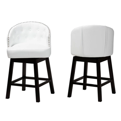 2pc Theron Faux Leather And Wood Swivel Counter Stool Set - Baxton Studio - Image 10
