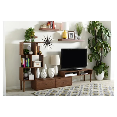 Haversham Mid-Century Retro Modern Display TV Stand For TVs Up To 60" Walnut Brown - Baxton Studio - Image 4