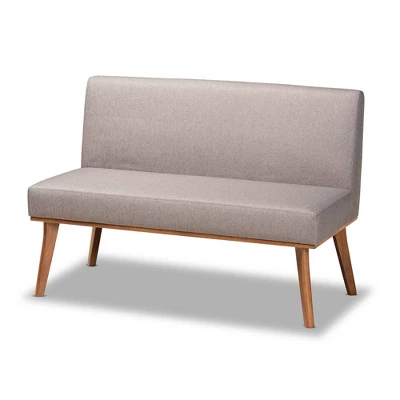 4pc Odessa Mid-Century Modern Fabric Upholstered Wood Dining Nook Set Walnut/Brown - Baxton Studio - Image 2