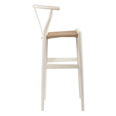 Mid-Century Modern Wishbone Barstool Wood White - Baxton Studio