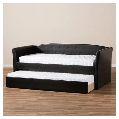 Twin Camino Modern And Contemporary Faux Leather Upholstered Daybed With Guest Trundle Bed - Baxton Studio - Image 3