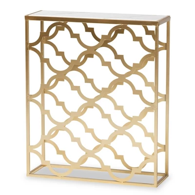 Calanthe Metal With Marble Tabletop Console Table White/Gold - Baxton Studio