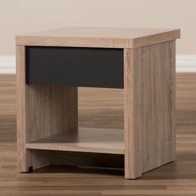 Jamie Modern And Contemporary Two - Tone Wood 1 - Drawer 1 - Shelf Nightstand - Brown - Baxton Studio - Image 6