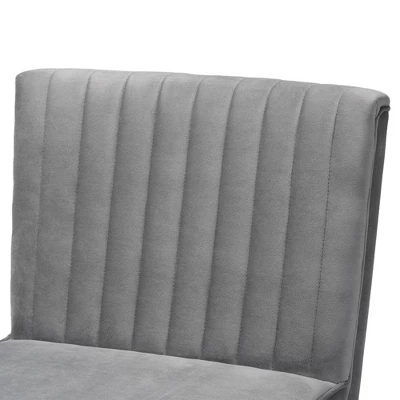 Alvis Velvet Upholstered And Wood Dining Chair - Baxton Studio - Image 5