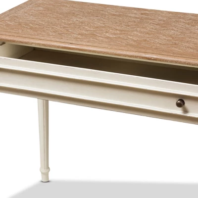 Marquetterie French Provincial Weathered Oak Wash Writing Desk White - Baxton Studio - Image 3