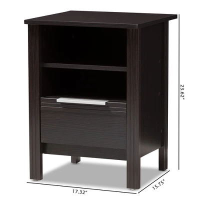 Hamish Modern And Contemporary Finished 1 Drawer Nightstand Dark Brown - Baxton Studio - Image 8