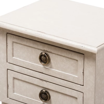 Lenore Country Cottage Farmhouse 2 Drawer Nightstand White - Baxton Studio - Image 4