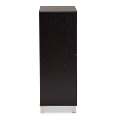 2 Door Ernest Brown Wood Shoe Storage Cabinet Dark Brown - Baxton Studio - Image 3