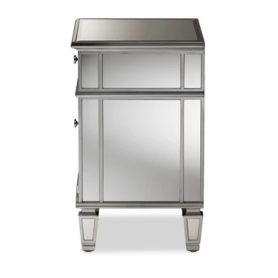 Sussie Hollywood Regency Glamour Style Mirrored 2 - Drawer Nightstand - Baxton Studio - Image 3