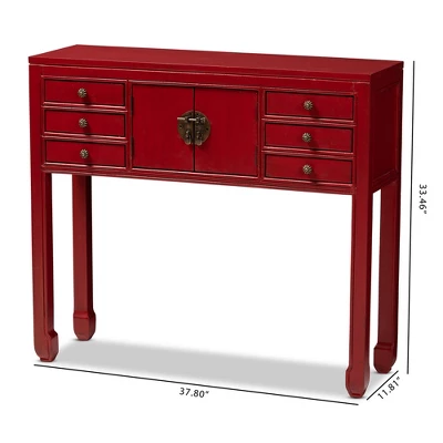 Melodie 6 Drawer Console Table Red - Baxton Studio - Image 8
