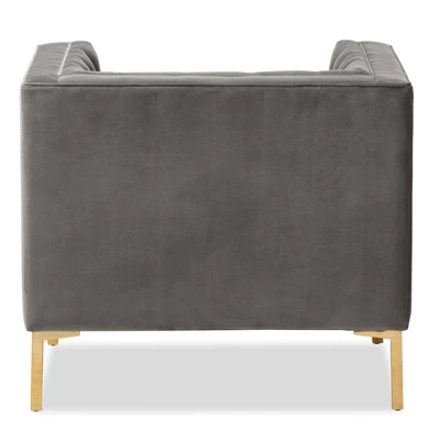 Zanetta Luxe And Glamour Velvet Upholstered Gold Finished Lounge Chair - Baxton Studio - Image 3