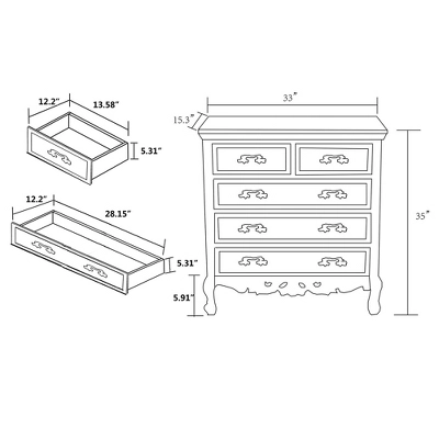 Levron Two-Tone Wood 5 Drawer Storage Cabinet Walnut Brown/White - Baxton Studio - Image 10