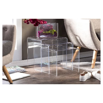 3pc Acrylic Nesting Table Set Display Stands - Baxton Studio