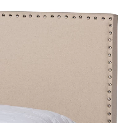 Ramon Linen Panel Bed With Nailhead Trim - Baxton Studio - Image 3