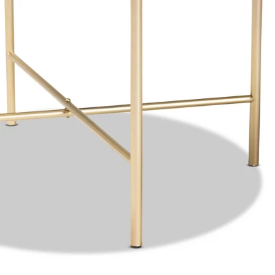 Maddock Metal End Table With Marble Tabletop White/Gold - Baxton Studio - Image 2