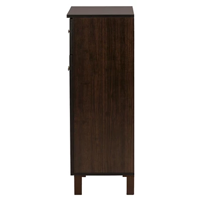 Felda Modern Shoe Cabinet With 2 Doors And Drawer - Dark Brown - Baxton Studio - Image 3
