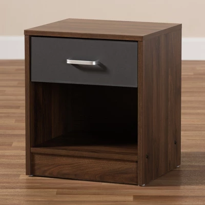 Hansel 1 Drawer And Finished Nightstand Brown/Gray - Baxton Studio