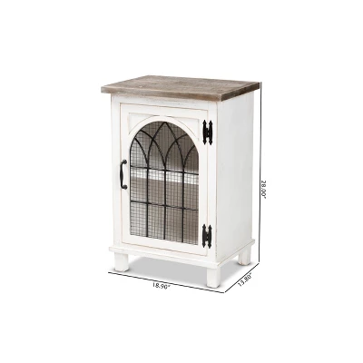 Faron Wood 1 Door Nightstand White/Oak Brown - Baxton Studio - Image 7