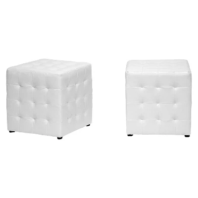 Set Of 2 Siskal Modern Cube Ottoman - Baxton Studio - Image 3
