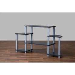 Orbit And Silver 3 Tier TV Stand For TVs Up To 40" Black/Silver - Baxton Studio