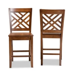 2pc Caron Wood Counter Stool Set - Baxton Studio