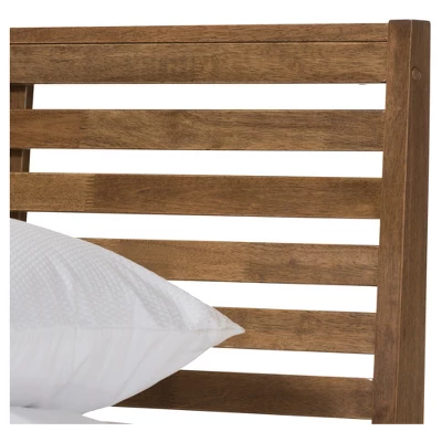 Queen Daylan Mid Century Modern Solid Wood Slatted Platform Bed Walnut Brown - Baxton Studio - Image 4