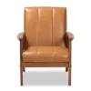 Nikko Mid-Century Faux Leather Upholstered Wood Lounge Chair Walnut/Brown - Baxton Studio