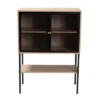 Asher Wood And Metal 2 Door Sideboard Dining Cabinet Natural Brown/Black - Baxton Studio