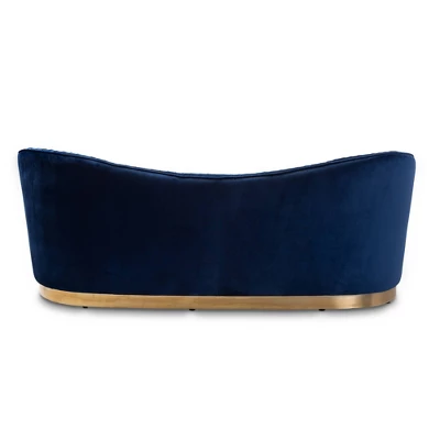 Nevena Velvet Sofa Blue - Baxton Studio - Image 6
