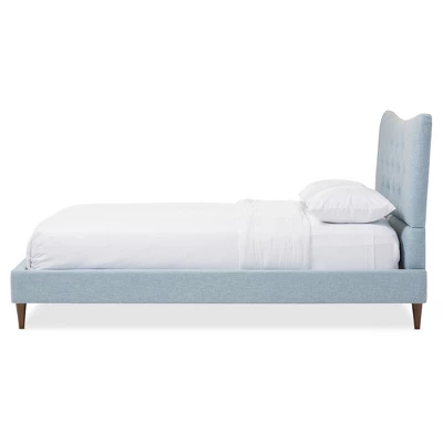 Hannah Mid - Century Modern Fabric Platform Bed - Queen - Baxton Studio
