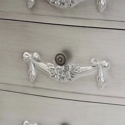 Callen Brushed Wood 3 Drawer Nightstand Silver - Baxton Studio - Image 5