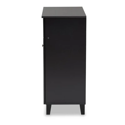Shelf Wood Shoe Storage Cabinet With Drawer Coolidge Finished Dark Gray - Baxton Studio - Image 3