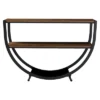Blakes Rustic Industrial Style Textured Finish Metal Distressed Wood Console Table - Antique Black - Baxton Studio