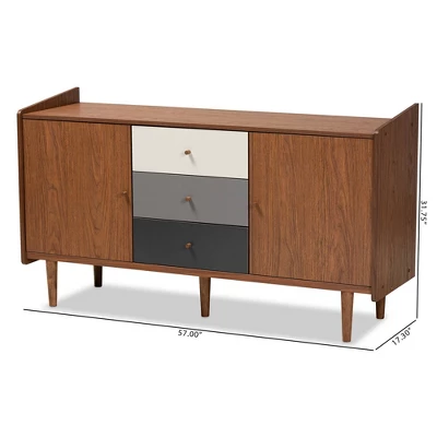 Halden Wood 2 Door Dining Room Buffet Brown/Gray - Baxton Studio - Image 8
