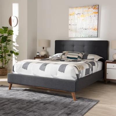Valencia Mid - Century Modern Fabric Platform Bed - Baxton Studio - Image 7