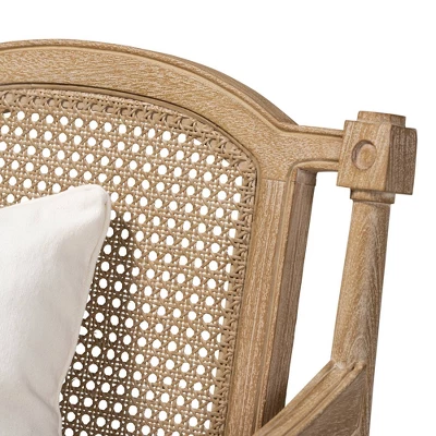 Clemence Upholstered Whitewashed Wood Accent Chair Ivory/Oak - Baxton Studio - Image 7