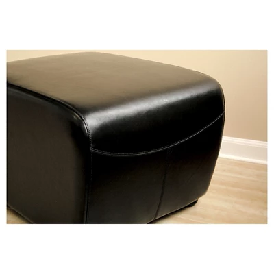 Full Leather Ottoman With Rounded Sides Black - Baxton Studio - Image 3