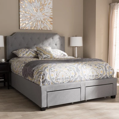 Aubrianne Modern And Contemporary Fabric Upholstered Storage Bed Gray - Baxton Studio - Image 12