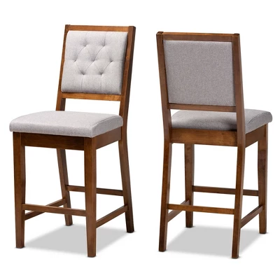 2pc Gideon Fabric Upholstered And Wood Counter Height Barstool Set - Baxton Studio - Image 9
