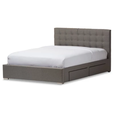 Queen Rene Modern And Contemporary Fabric 4 Drawer Storage Platform Bed - Baxton Studio - Image 11