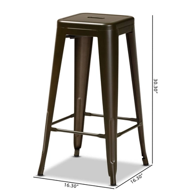 4pc Horton Gunmetal Metal Stackable Barstool Set Gun Metal - Baxton Studio - Image 7