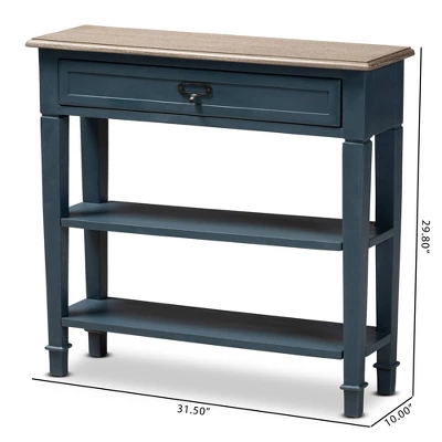 Dauphine Spruce Finished Wood Accent Console Table Blue - Baxton Studio