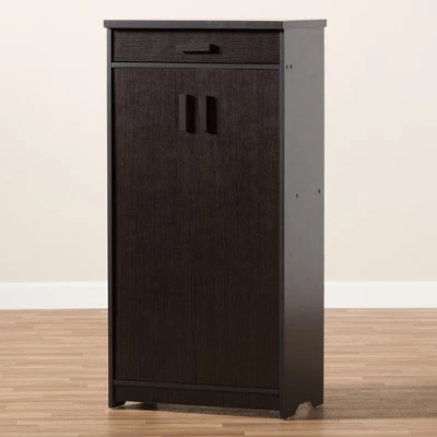 Bienna Modern And Contemporary Finished Shoe Cabinet Dark Brown - Baxton Studio - Image 10
