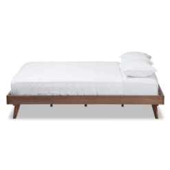 Jacob Mid - Century Modern Walnut Finished Solid Wood Bed Frame - Baxton Studio