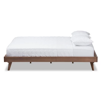 Jacob Mid - Century Modern Walnut Finished Solid Wood Bed Frame - Baxton Studio