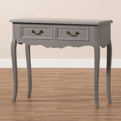 Capucine Finished Wood 2 Drawer Console Table Gray - Baxton Studio - Image 4