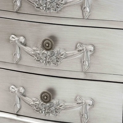 Callen Brushed Wood 4 Drawer Nightstand Silver - Baxton Studio - Image 5