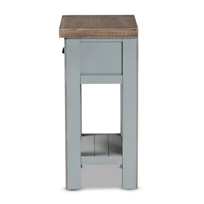 Hastin Two-Tone Wood 1 Drawer Nightstand Brown/Gray - Baxton Studio - Image 3
