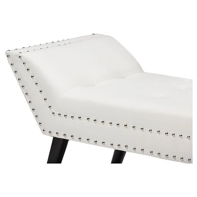 Tamblin Modern And Contemporary Faux Leather Upholstered Large Ottoman Seating Bench - White - Baxton Studio - Image 3
